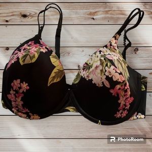 Victoria’s Secret Vintage Nylon Underwire Push Up Bra Floral Print Size 36D